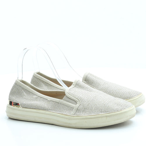 F&F Womens Gold Polyester Slip On Flat UK 7 41
