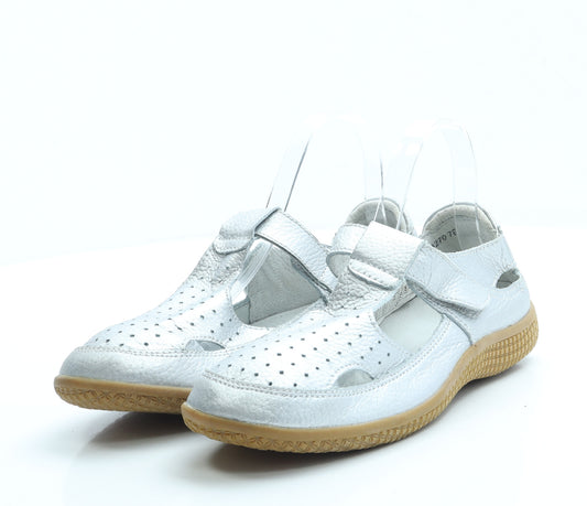 Damart Womens Silver Leather Flat UK 7 41