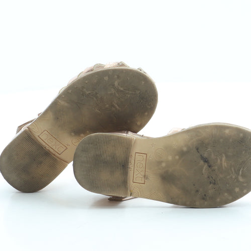NEXT Girls Gold Leather Fisherman Sandal UK 7 - Metallic