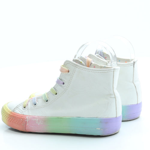 NEXT Girls White Leather Trainer UK 12 - Rainbow