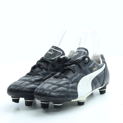 PUMA Boys Black Colourblock Leather Trainer UK 2 34.5