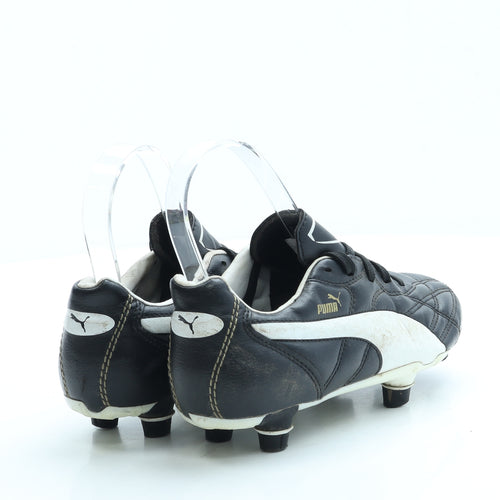 PUMA Boys Black Colourblock Leather Trainer UK 2 34.5