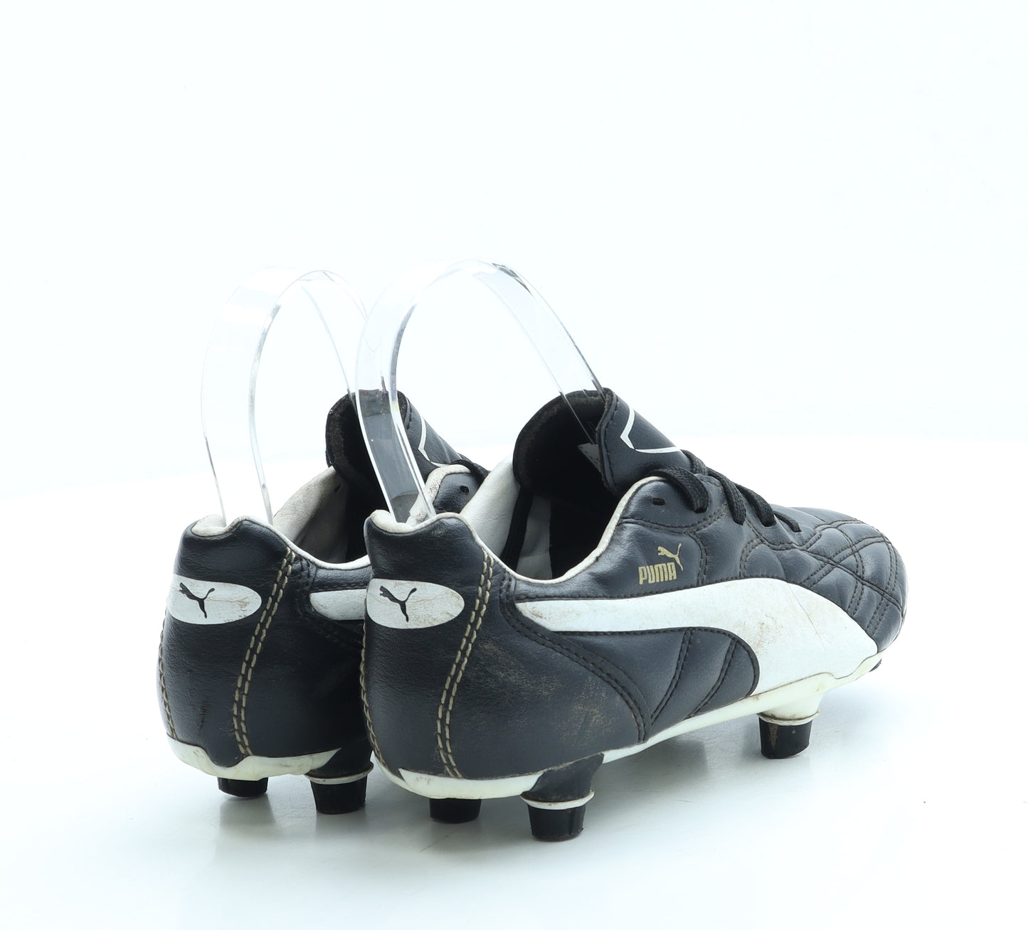 PUMA Boys Black Colourblock Leather Trainer UK 2 34.5