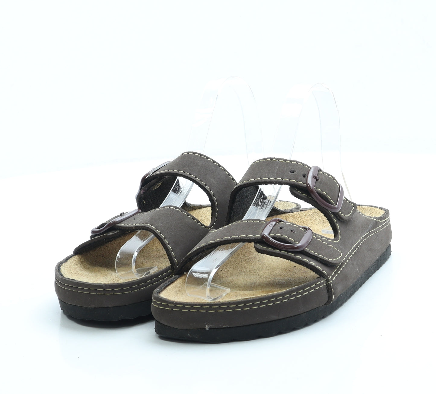 Preworn Womens Brown Leather Slip On Sandal UK 5 38