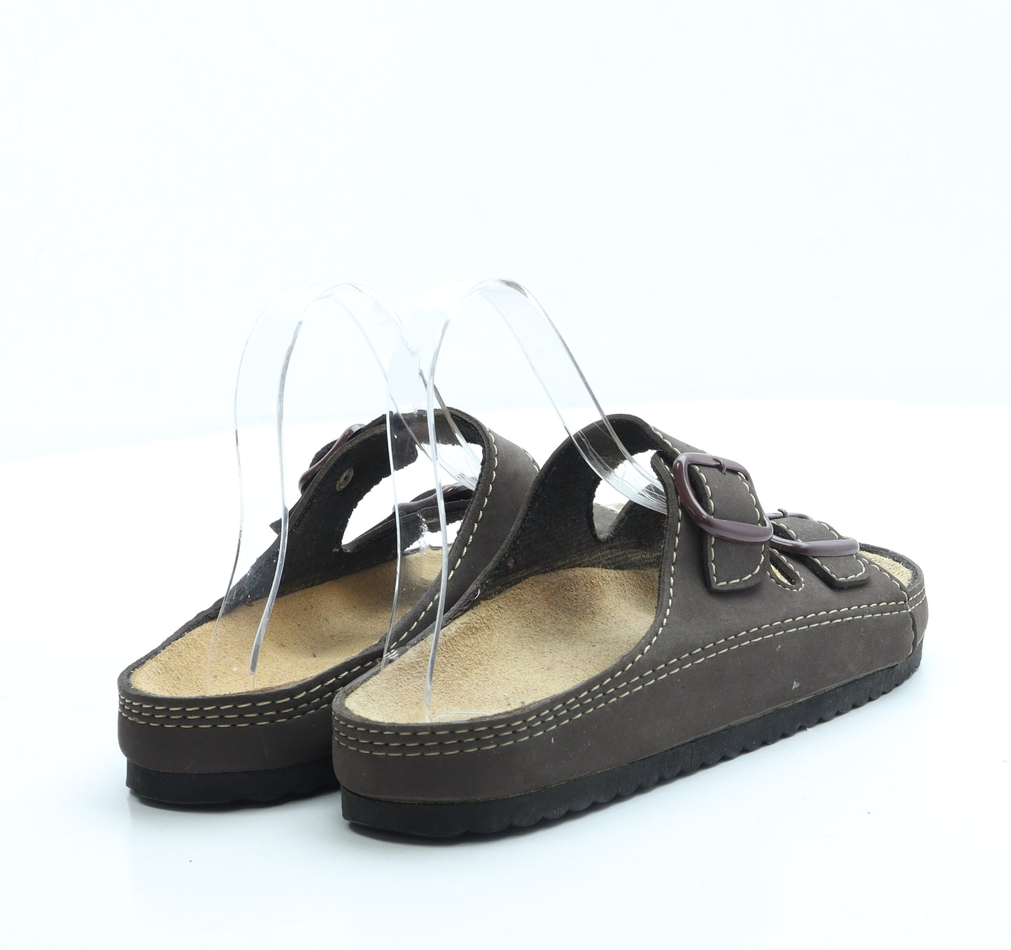 Preworn Womens Brown Leather Slip On Sandal UK 5 38