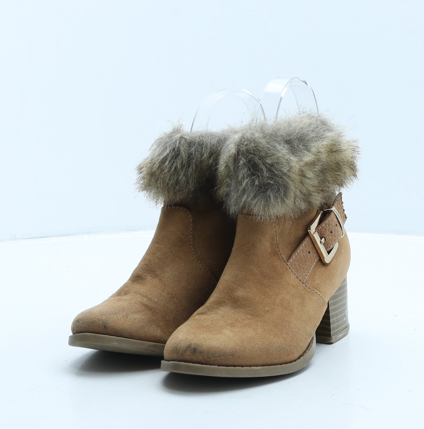 River Island Girls Brown Suede Shearling Style Boot UK 12