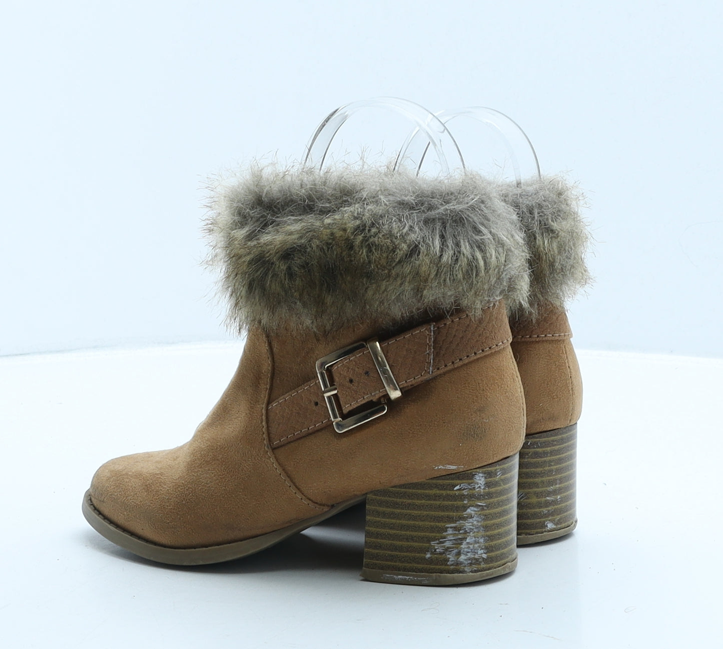 River Island Girls Brown Suede Shearling Style Boot UK 12