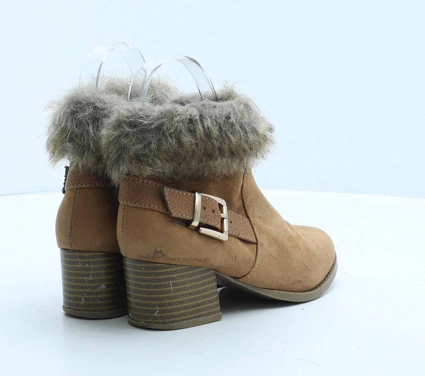 River Island Girls Brown Suede Shearling Style Boot UK 12