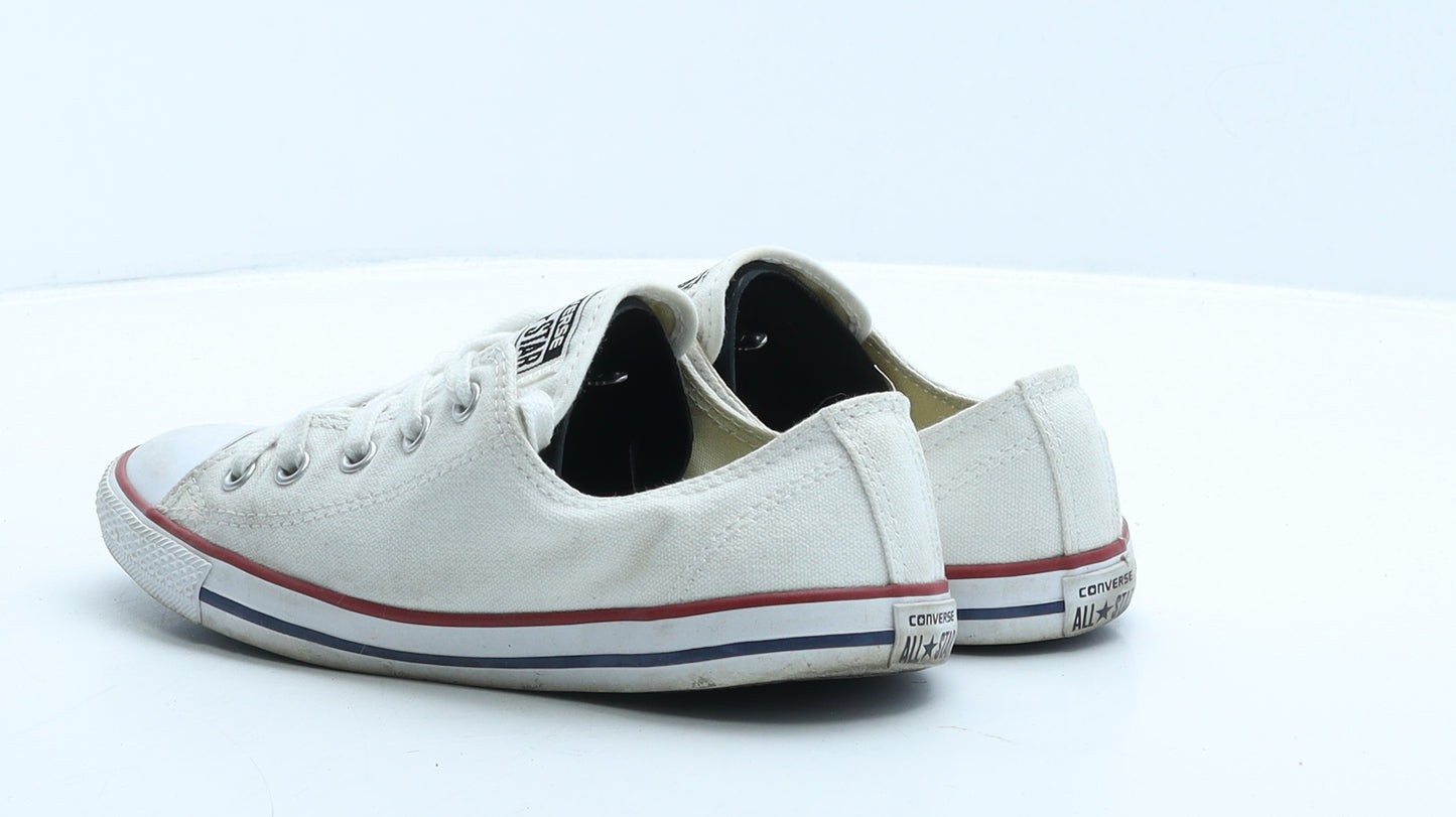 Converse Girls White Fabric Trainer UK 3 35.5