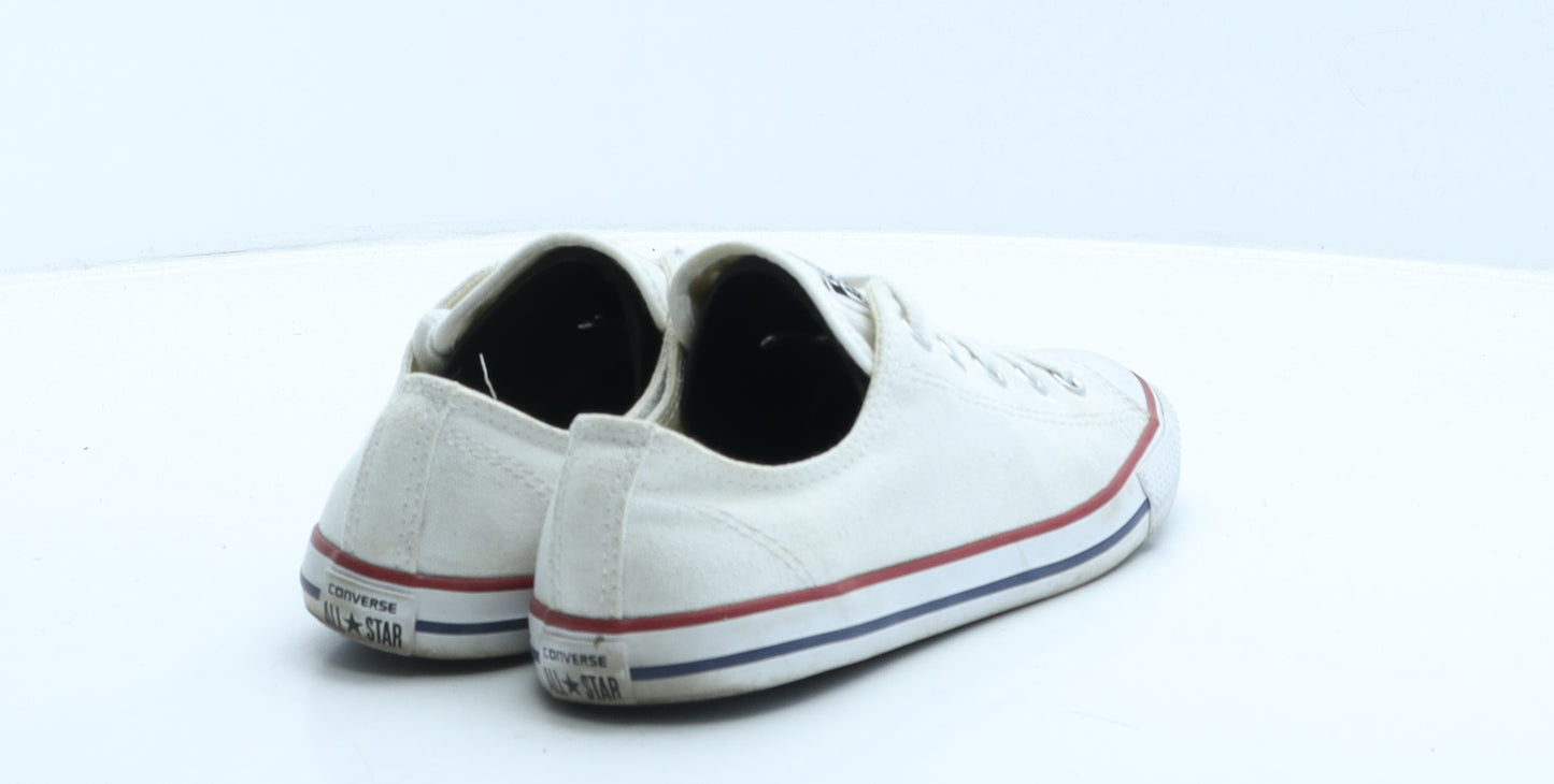 Converse Girls White Fabric Trainer UK 3 35.5