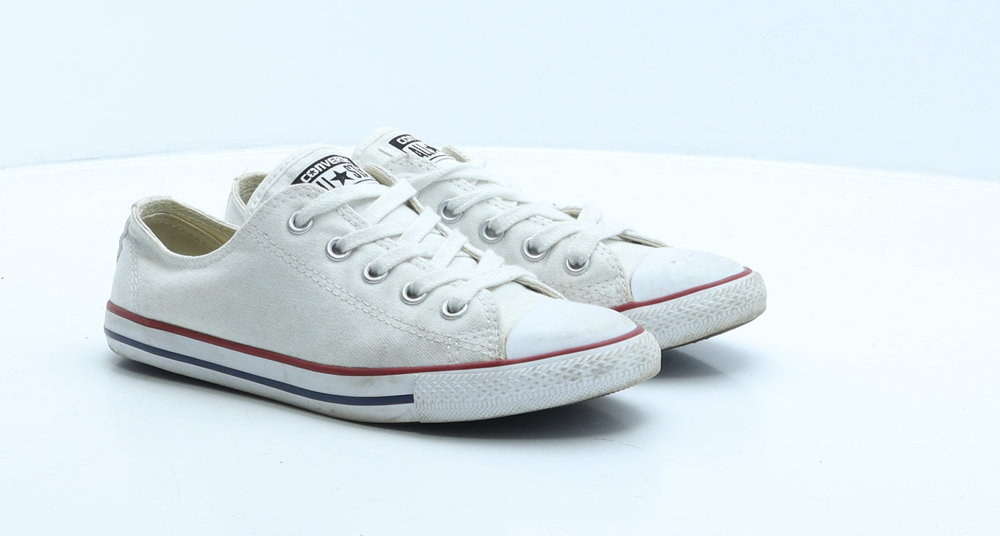 Converse Girls White Fabric Trainer UK 3 35.5