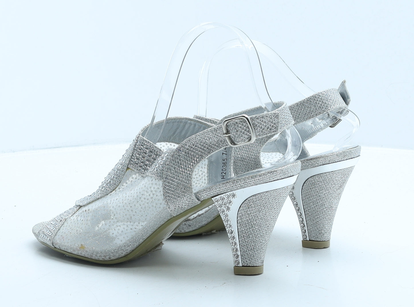 Ynez Womens Silver Polyester Slingback Heel UK 7 40