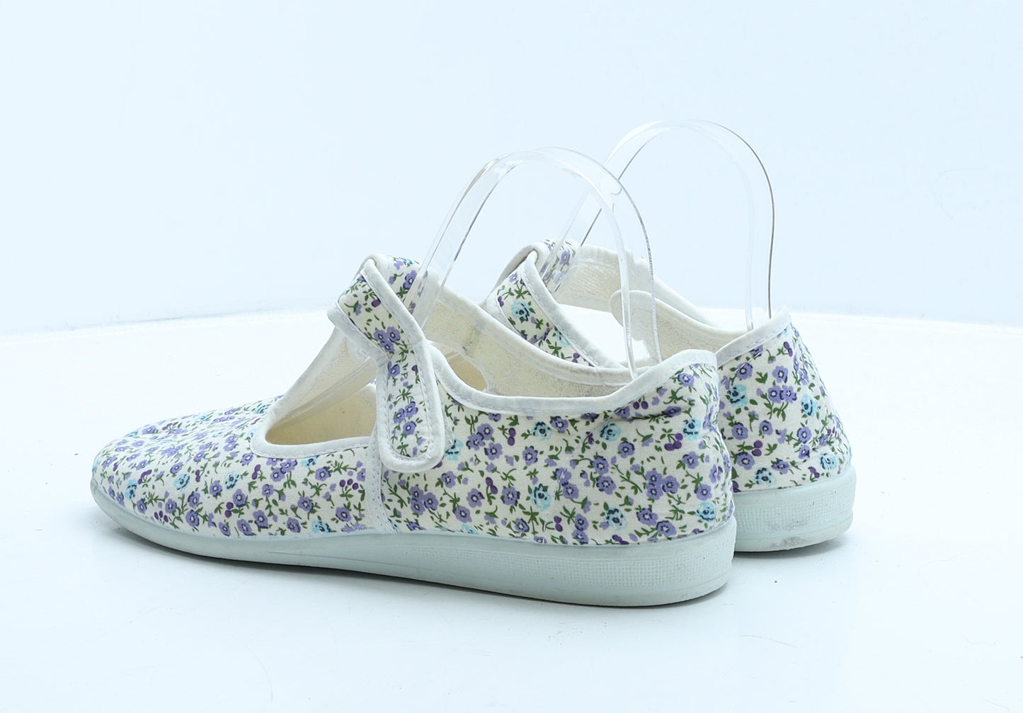 Damart Womens White Floral Fabric Flat Casual UK 7 41
