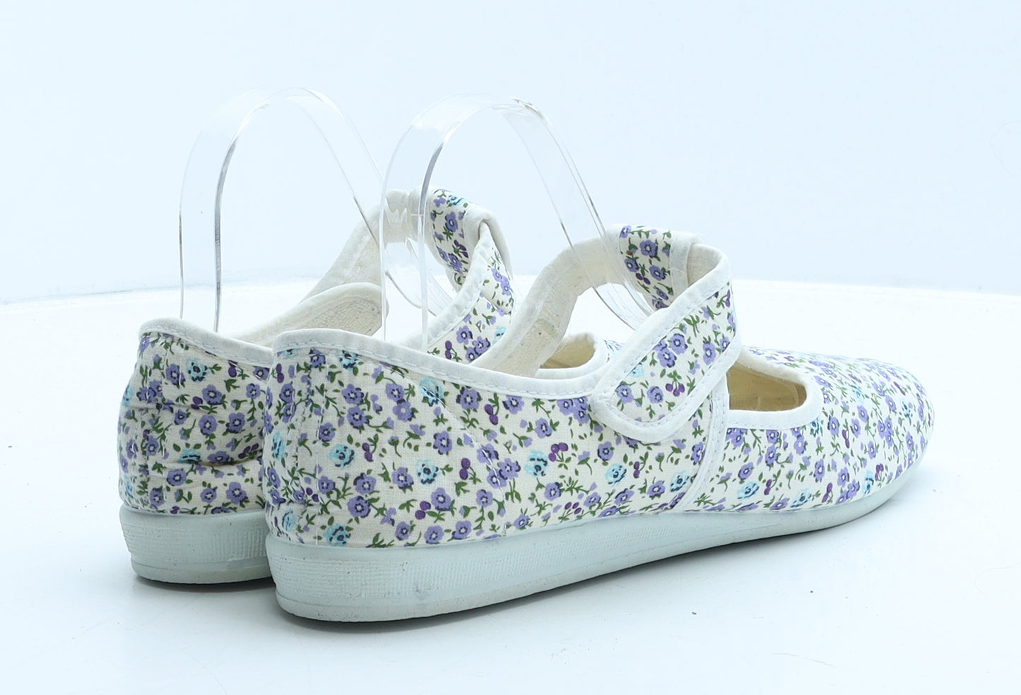 Damart Womens White Floral Fabric Flat Casual UK 7 41
