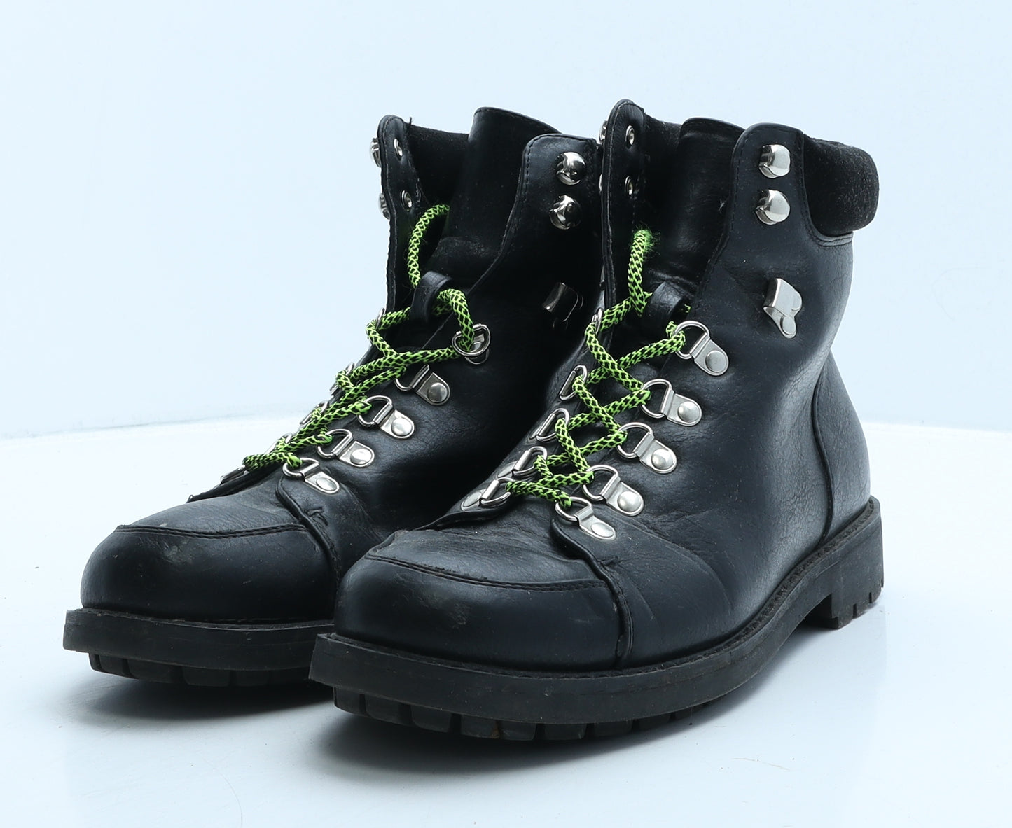 Truffle Man Mens Black Leather Combat Boot UK 8 42
