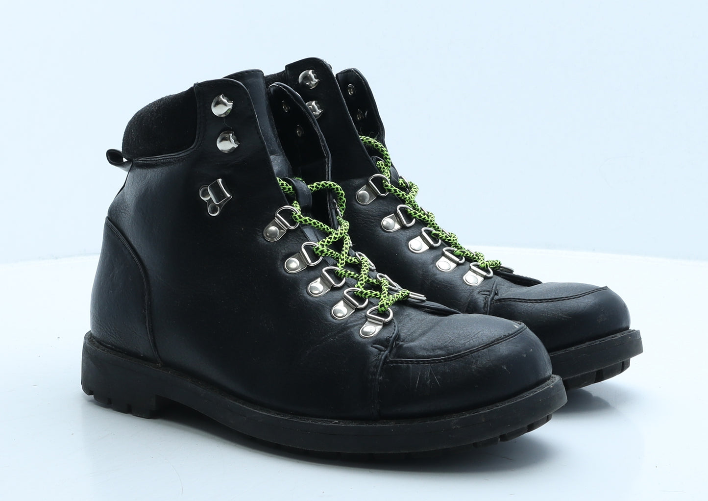 Truffle Man Mens Black Leather Combat Boot UK 8 42