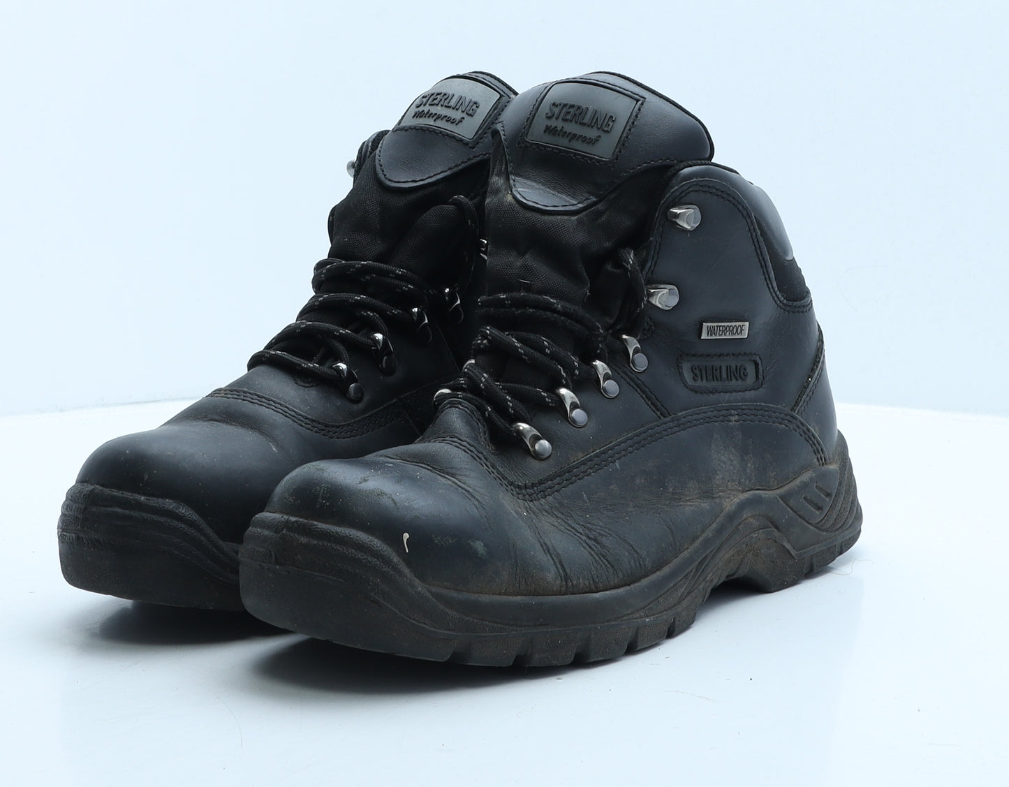 Sterling Mens Black Leather Combat Boot UK 8 - Work Wear