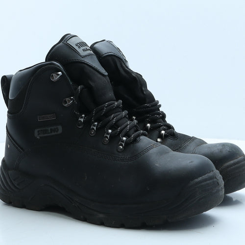 Sterling Mens Black Leather Combat Boot UK 8 - Work Wear
