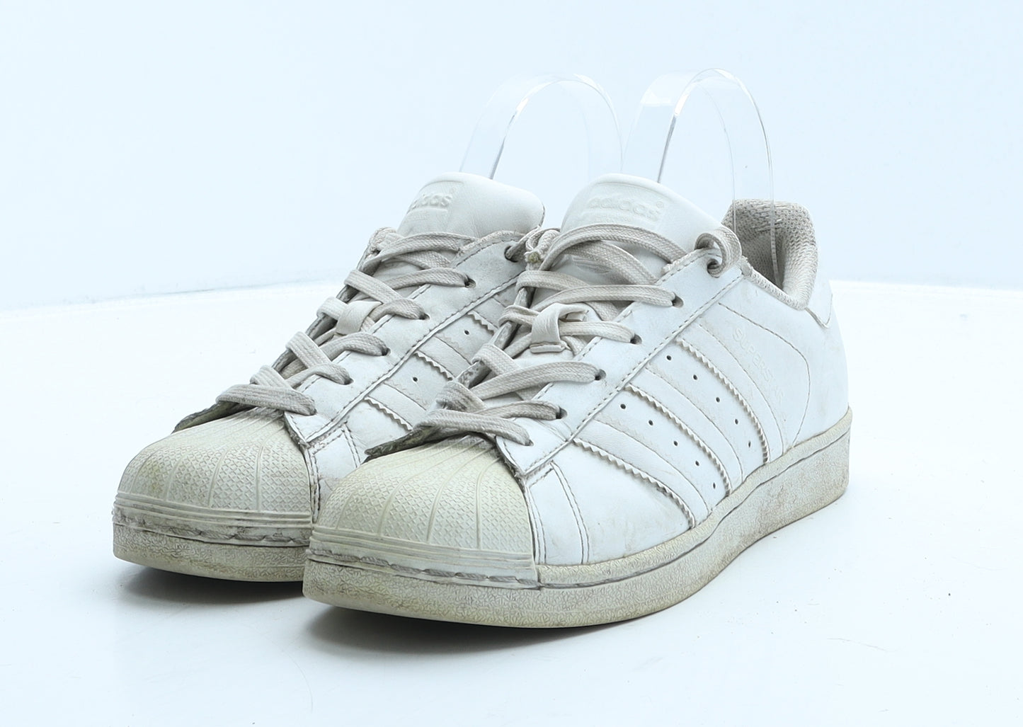 adidas Girls White Leather Trainer UK 3.5 36