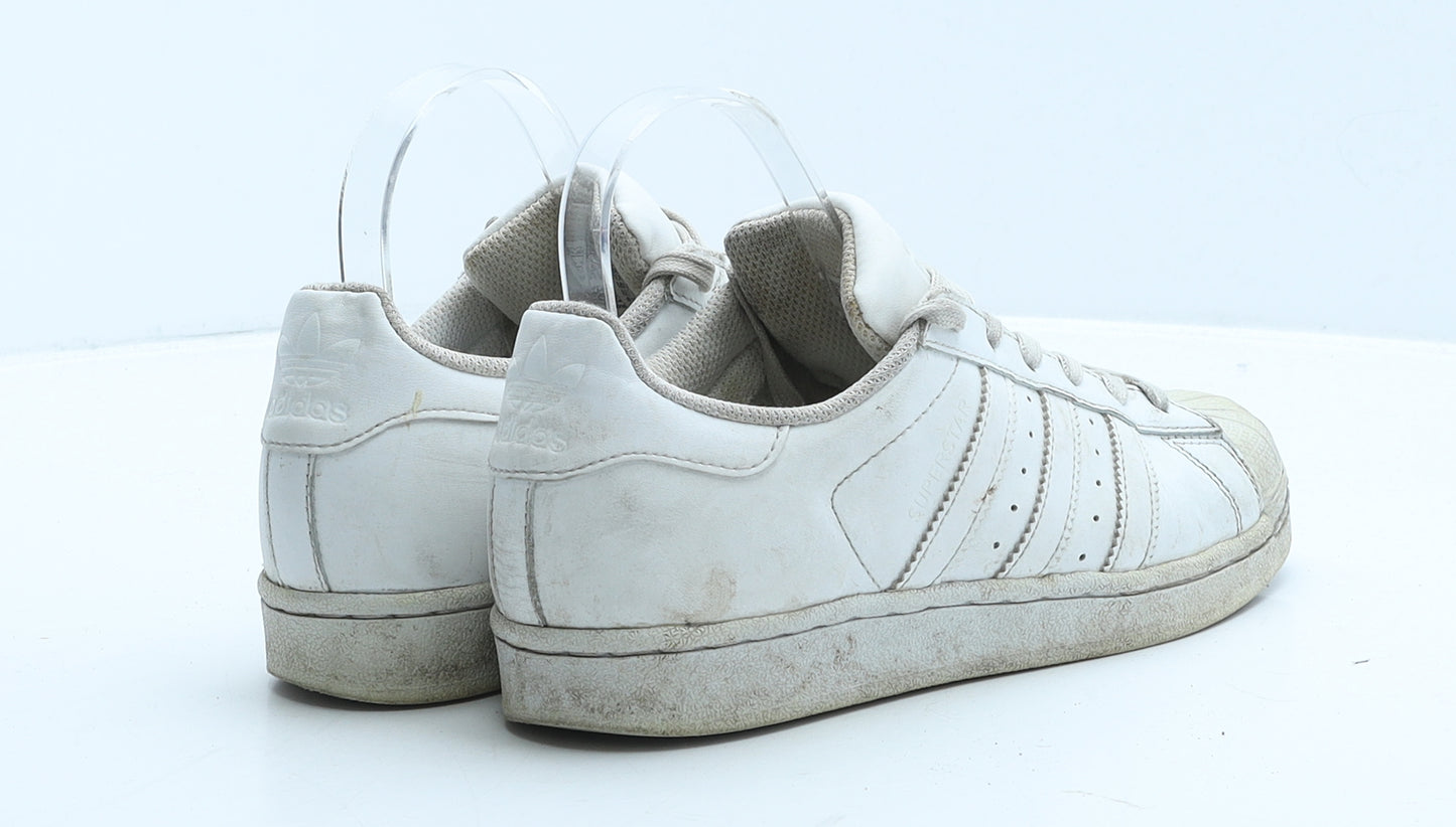 adidas Girls White Leather Trainer UK 3.5 36