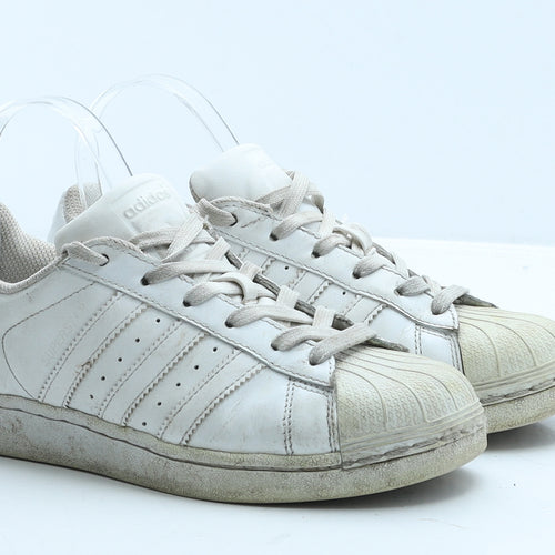 adidas Girls White Leather Trainer UK 3.5 36