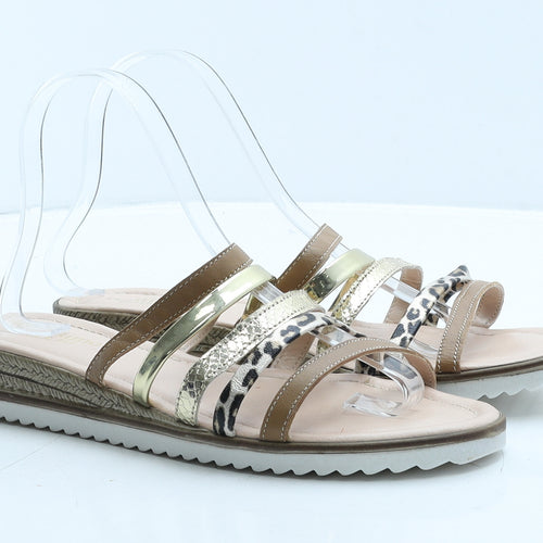 Bellissimo Womens Beige Animal Print Leather Slip On Flat UK 7 40