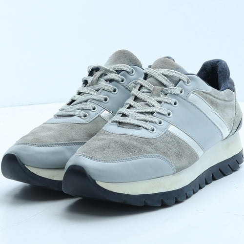 Zara Womens Grey Colourblock Suede Trainer Casual UK 6 39