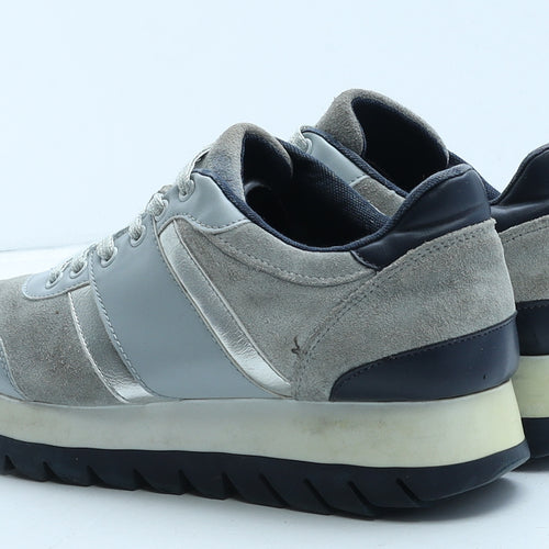 Zara Womens Grey Colourblock Suede Trainer Casual UK 6 39