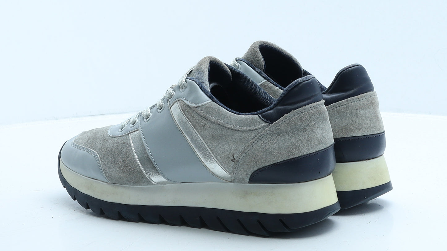 Zara Womens Grey Colourblock Suede Trainer Casual UK 6 39