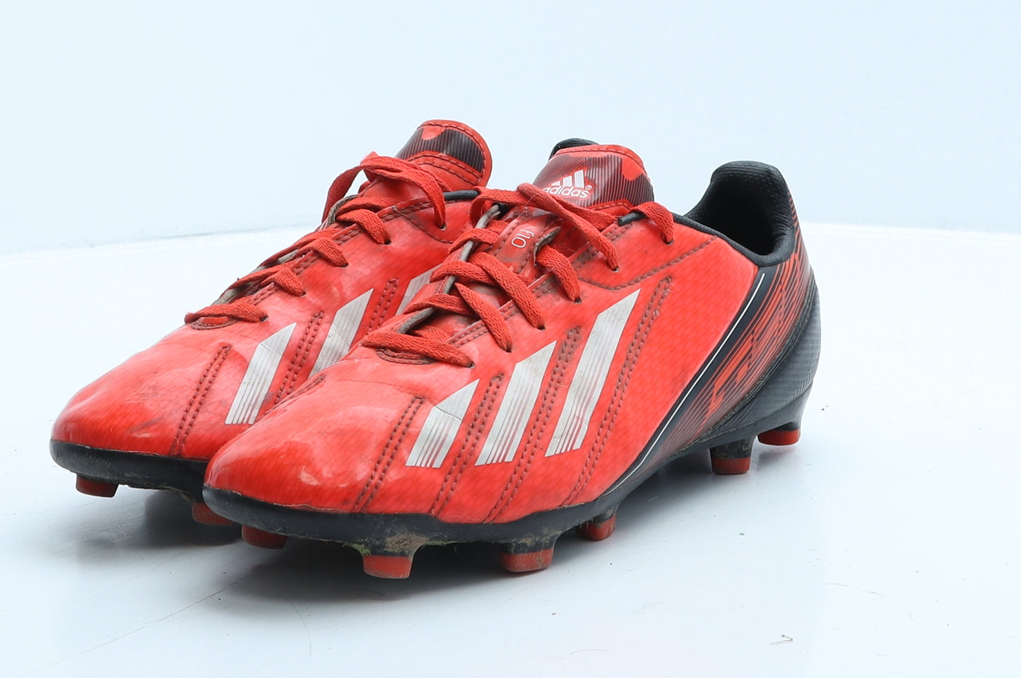 adidas Boys Red Geometric Leather Trainer UK 5 38 - Football boots f10