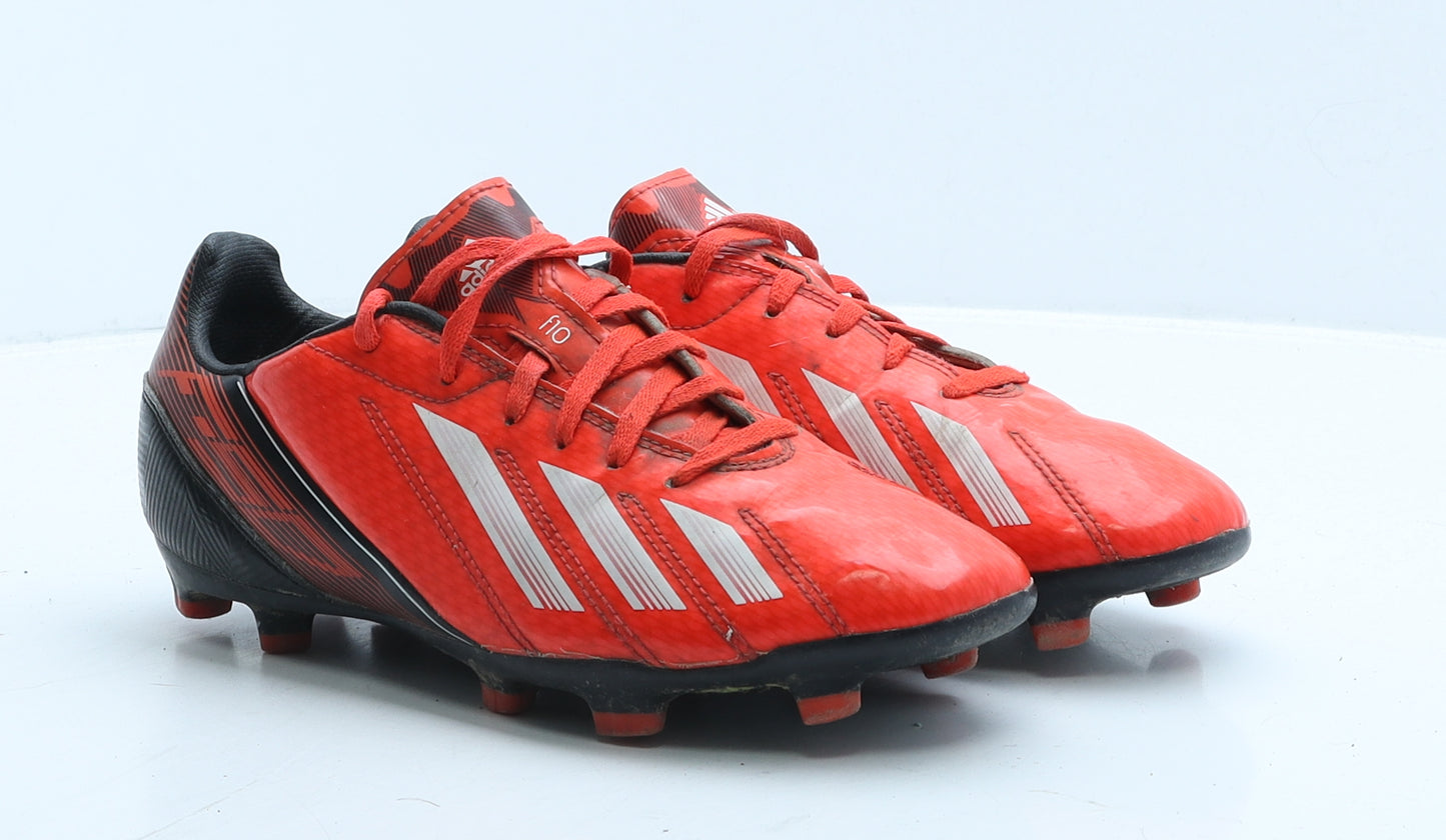 adidas Boys Red Geometric Leather Trainer UK 5 38 - Football boots f10