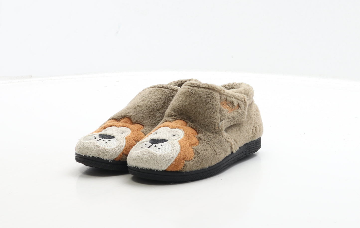 Chipmunks Boys Brown Polyester Bootie Slipper UK 8 - Lion Detail