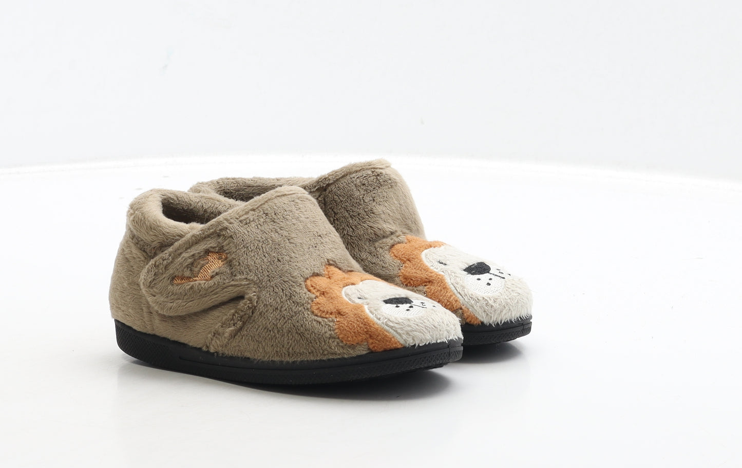 Chipmunks Boys Brown Polyester Bootie Slipper UK 8 - Lion Detail