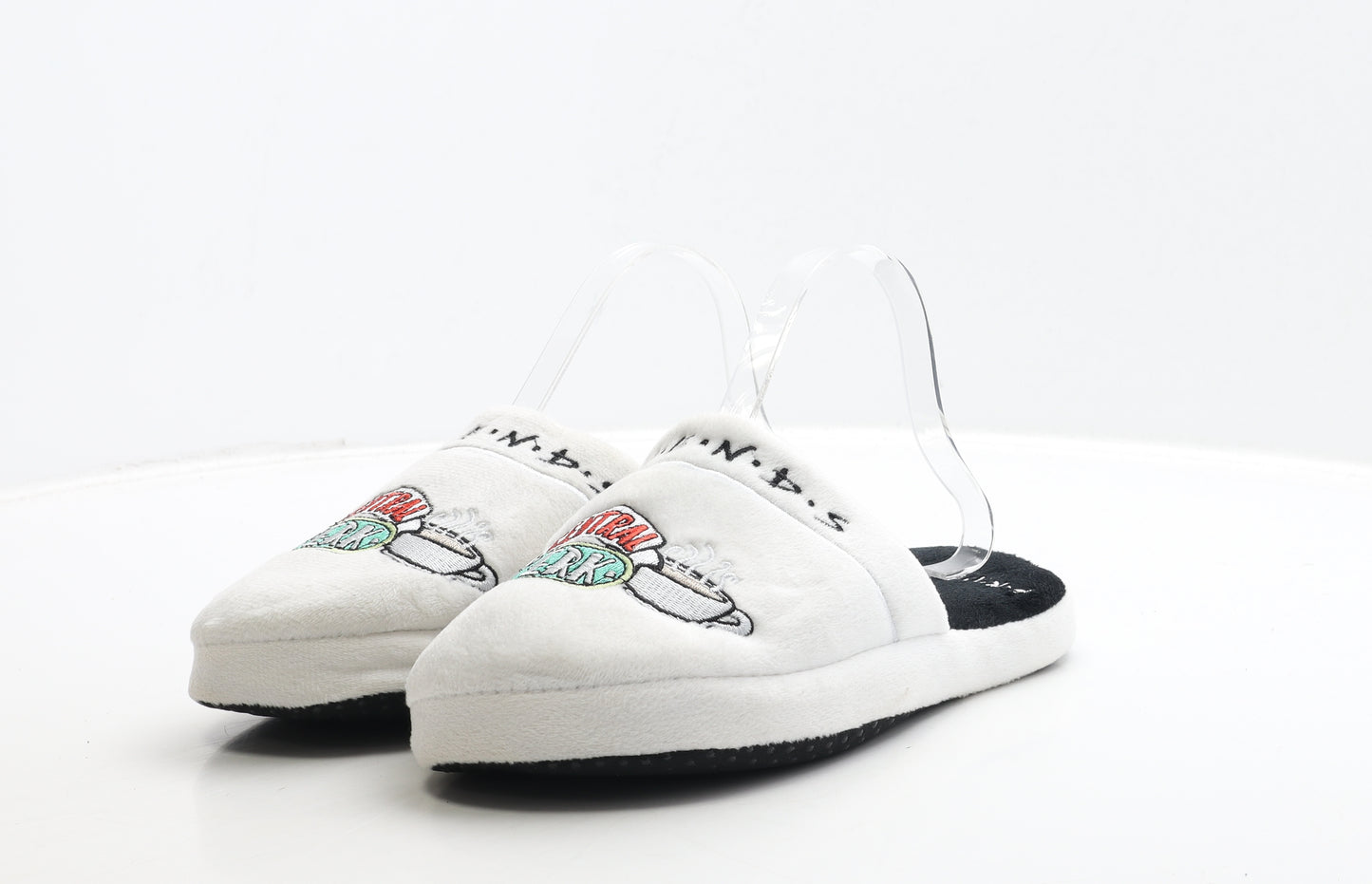 Groovy Womens White Polyester Slip On Slipper UK - Friends Central Perk
