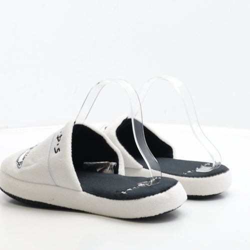 Groovy Womens White Polyester Slip On Slipper UK - Friends Central Perk