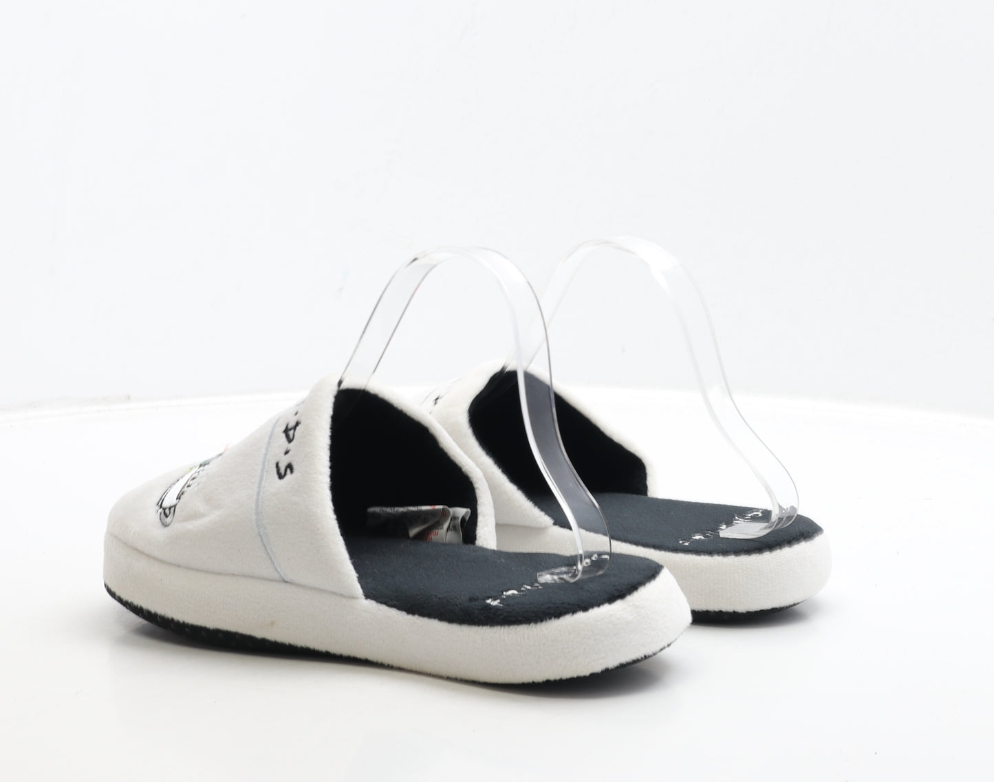 Groovy Womens White Polyester Slip On Slipper UK - Friends Central Perk