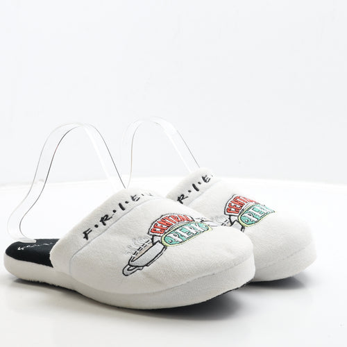 Groovy Womens White Polyester Slip On Slipper UK - Friends Central Perk