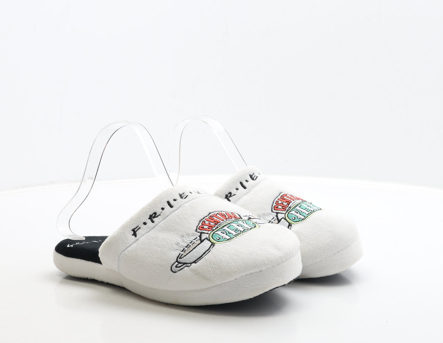 Groovy Womens White Polyester Slip On Slipper UK - Friends Central Perk