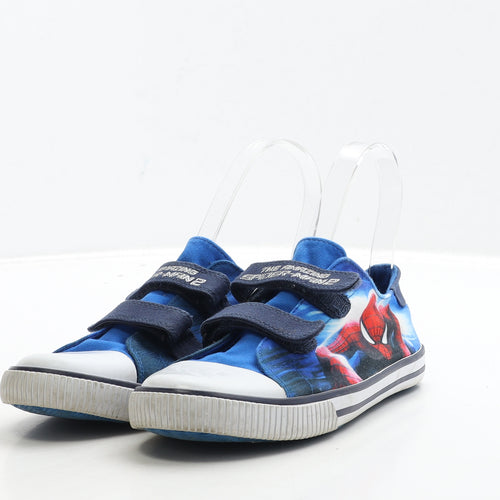 George Boys Blue Fabric Trainer UK 1 33 - Spiderman