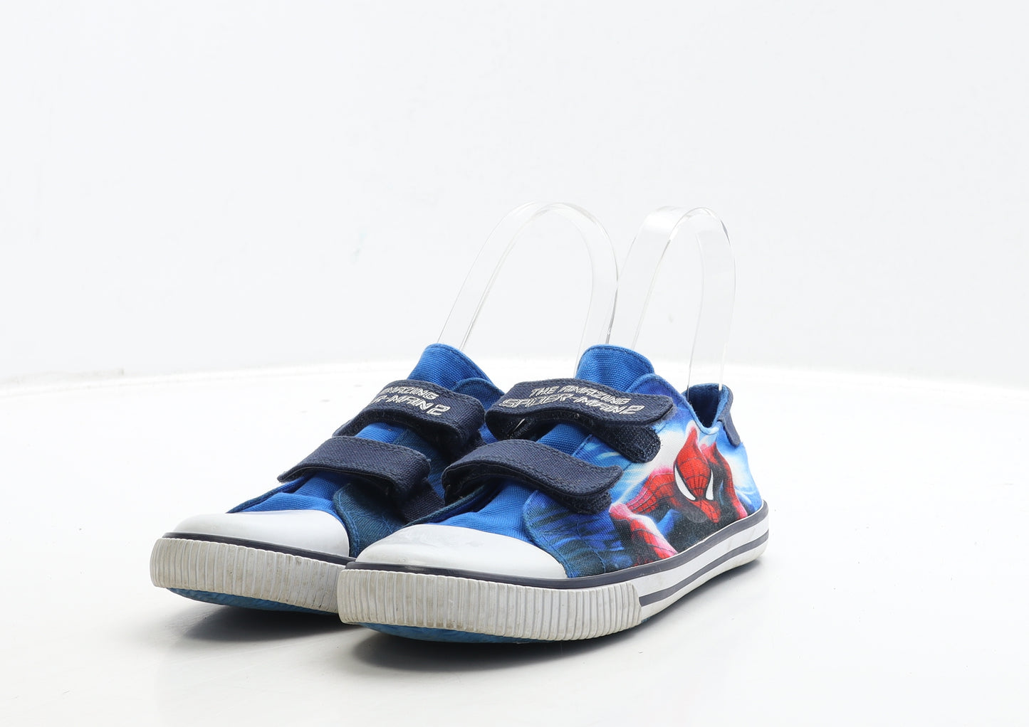 George Boys Blue Fabric Trainer UK 1 33 - Spiderman