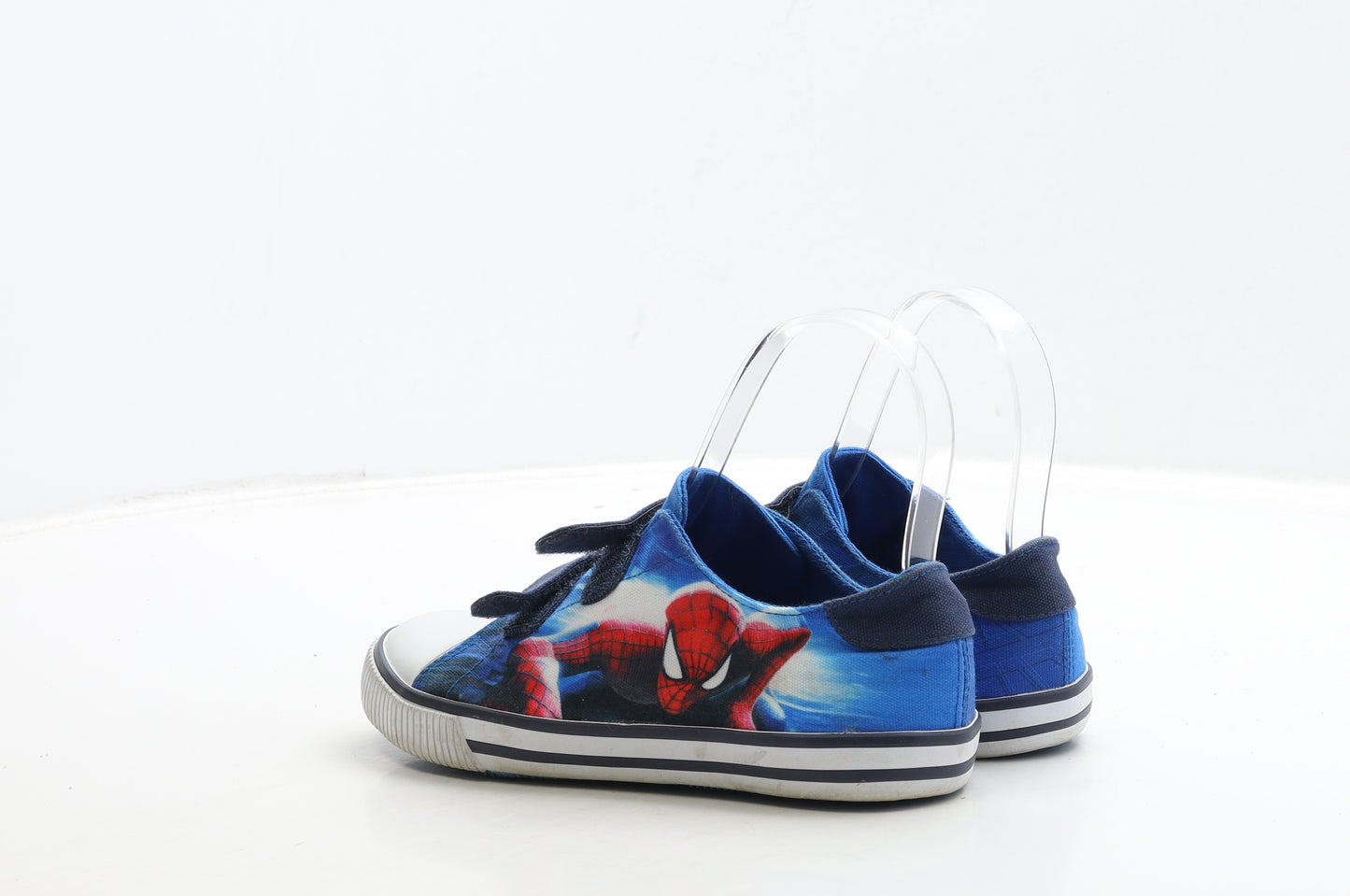 George Boys Blue Fabric Trainer UK 1 33 - Spiderman