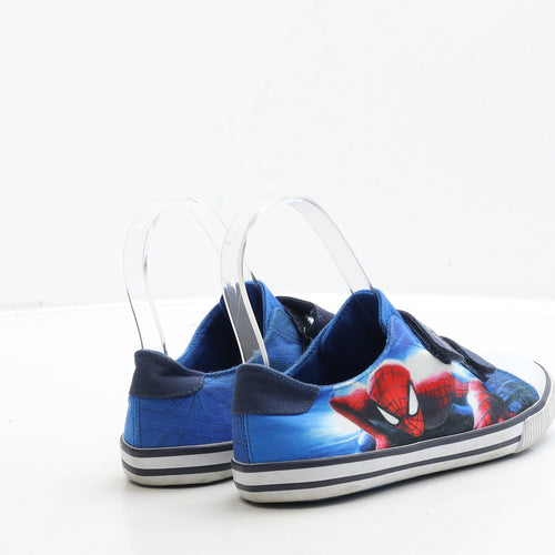 George Boys Blue Fabric Trainer UK 1 33 - Spiderman