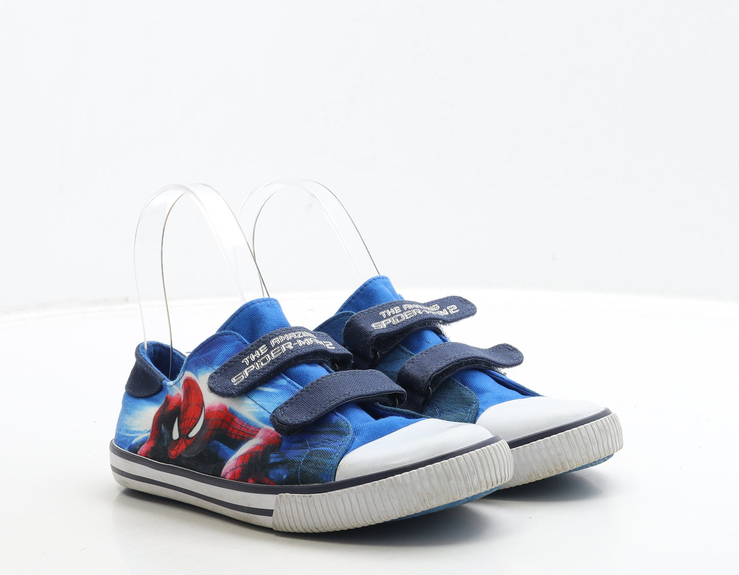 George Boys Blue Fabric Trainer UK 1 33 - Spiderman
