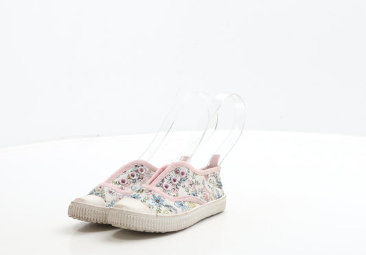 Primark Girls White Floral Fabric Trainer UK 5 23