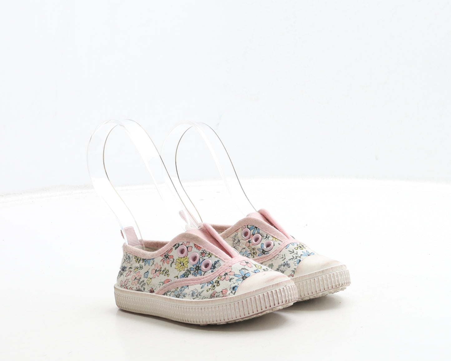 Primark Girls White Floral Fabric Trainer UK 5 23