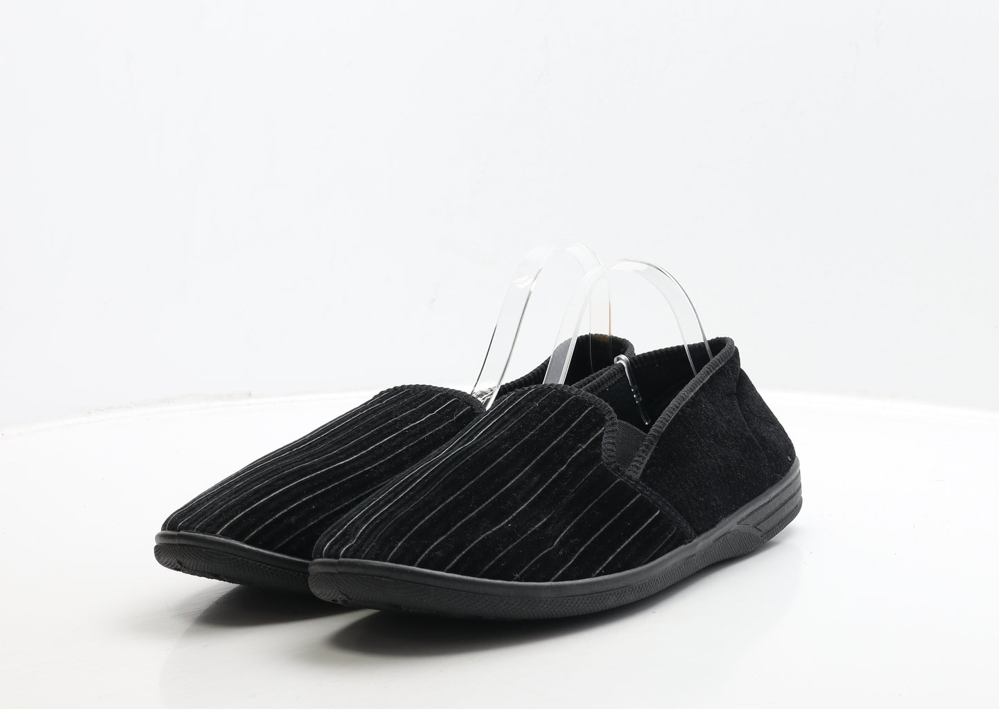 Jo&Joe Mens Black Striped Polyester Loafer Slipper UK 12