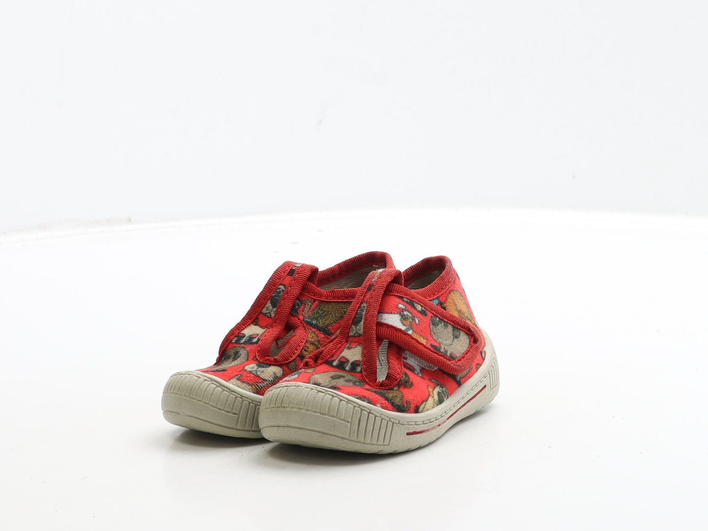 Preworn Girls Red Polyester Mary Jane Casual UK 4 20 - Dog Detail