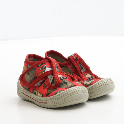 Preworn Girls Red Polyester Mary Jane Casual UK 4 20 - Dog Detail