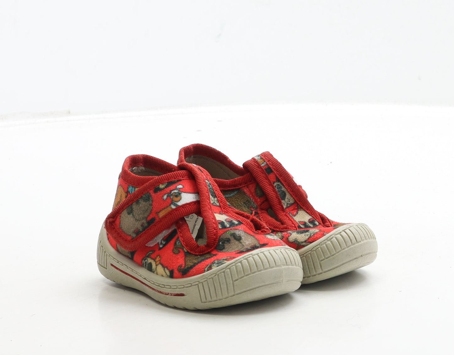 Preworn Girls Red Polyester Mary Jane Casual UK 4 20 - Dog Detail