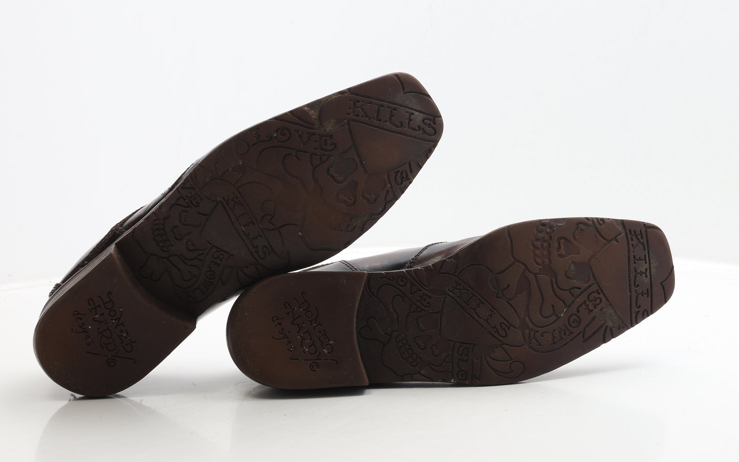 Ed Hardy Mens Brown Geometric Leather Loafer Casual UK 8 42
